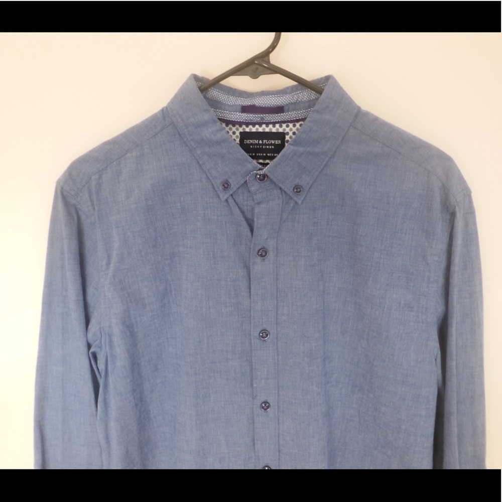 Denim & Flower slim fit blue button down